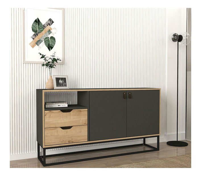 Konzolový stolík Vasuvo (dub zafírový + antracit) 