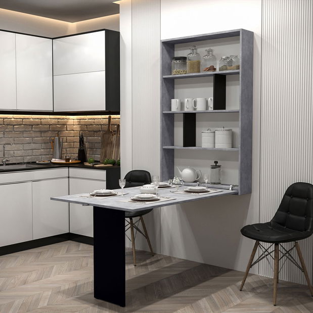 Masă modernă de perete Elvana (beton/negru) *resigilat