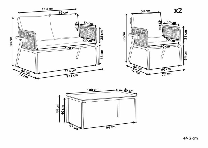 Kerti garnitúra Sweta (szürke) 