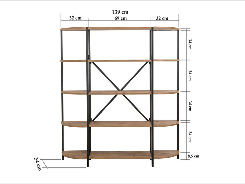 Regál Punale 2 (atlanti fenyő + fekete)