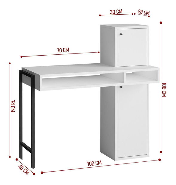 PC asztal Aliex 1 (fehér + fekete)