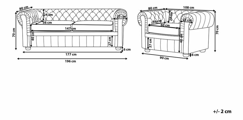 Sedacia súprava CHICHESTER (koža) (čierna) (pre 4 osoby)