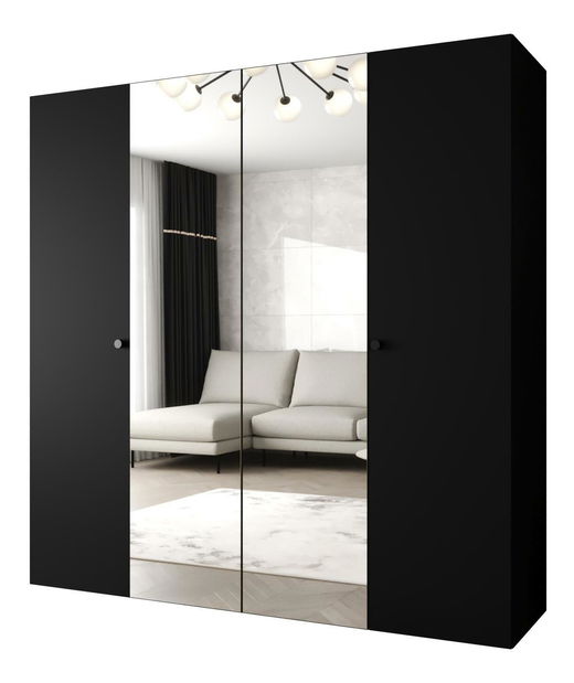 Dulap de haine 200 cm Parna 2 (Negru + Negru)