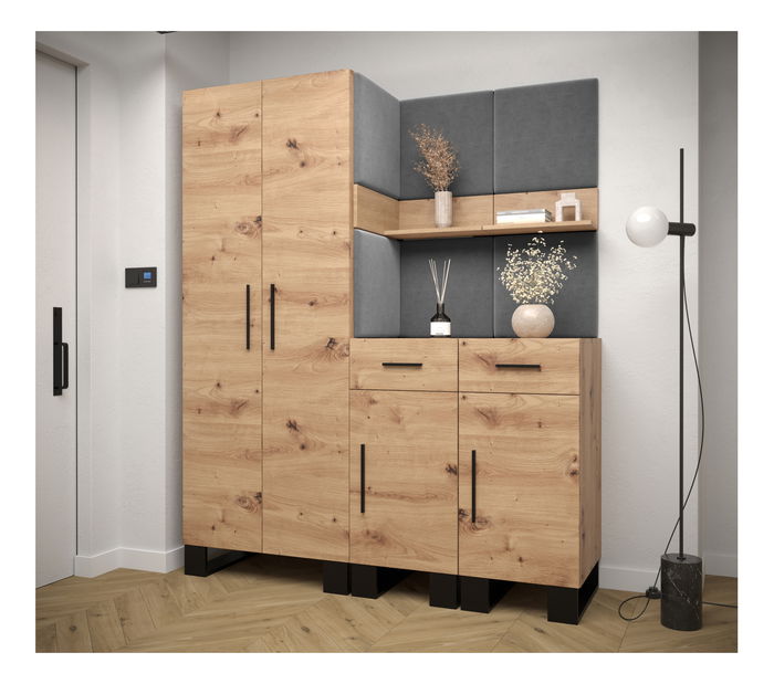 Előszobabútor Amanda 7 (artisan tölgy + sötétszürke)