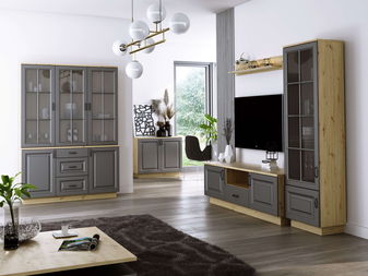 TV stolík Flaminia (dub artisan + grafit)