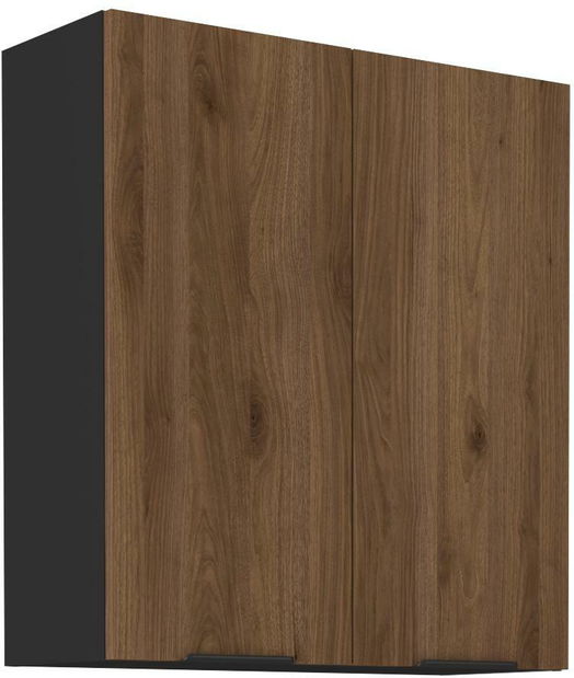 Dulap superior de bucătărie Manana 80 G 90 2F (Cadru: negru mat + front: nuc okapi)