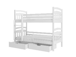 Emeletes gyerekágy 180x80 cm Adriana (ágyráccsal és matraccal) (fehér)