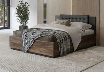 Pat matrimonial 140 cm Signat Typ30 (stejar flagstaff + negru mat)