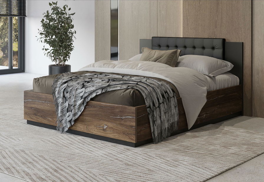 Manželská posteľ 140 cm Signat Typ30 (dub flagstaff + čierna matná)