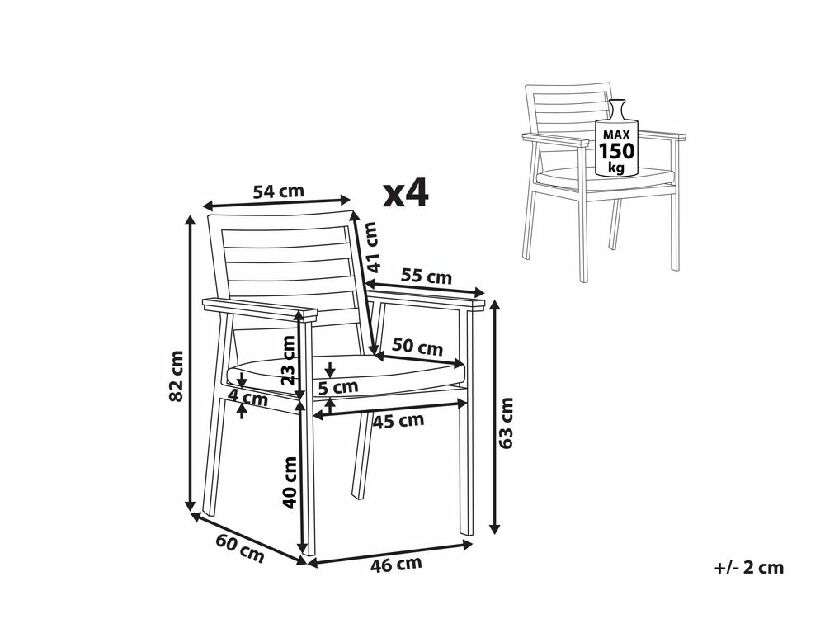 Set vrtnih stolica (4 kom.) Cork (bijela)