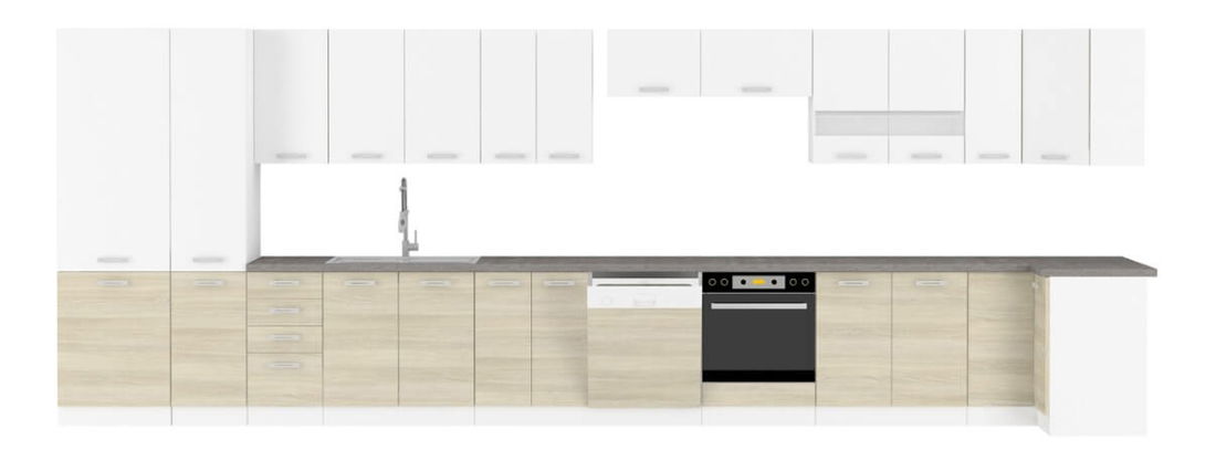 Kuchyňa Loile 4 260 cm (biela + dub latte)