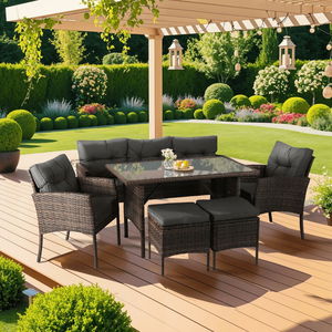 Set mobilier de grădină Adaptarlas (maro) (pentru 7 persoane)