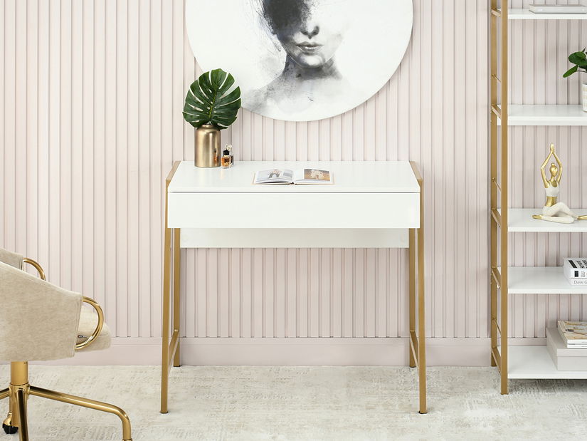 PC stolík Norsinimo (biela + zlatá)