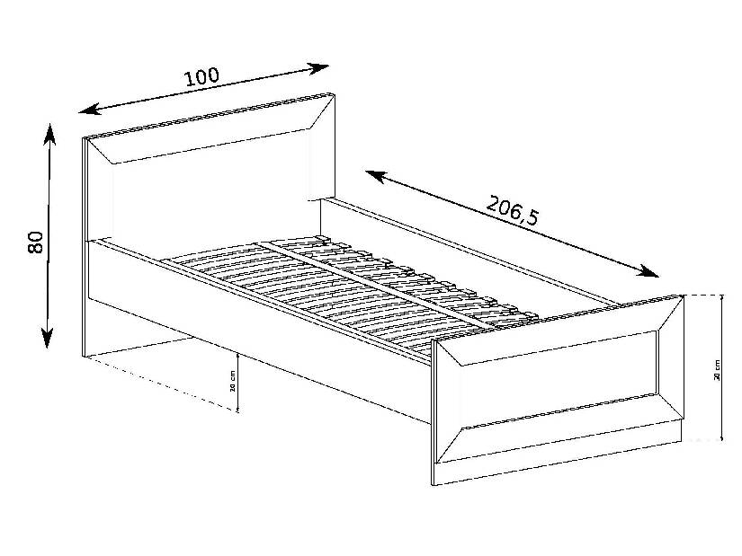 Jednostruki krevet 90 cm Titanus 21 (hrast lefkas)