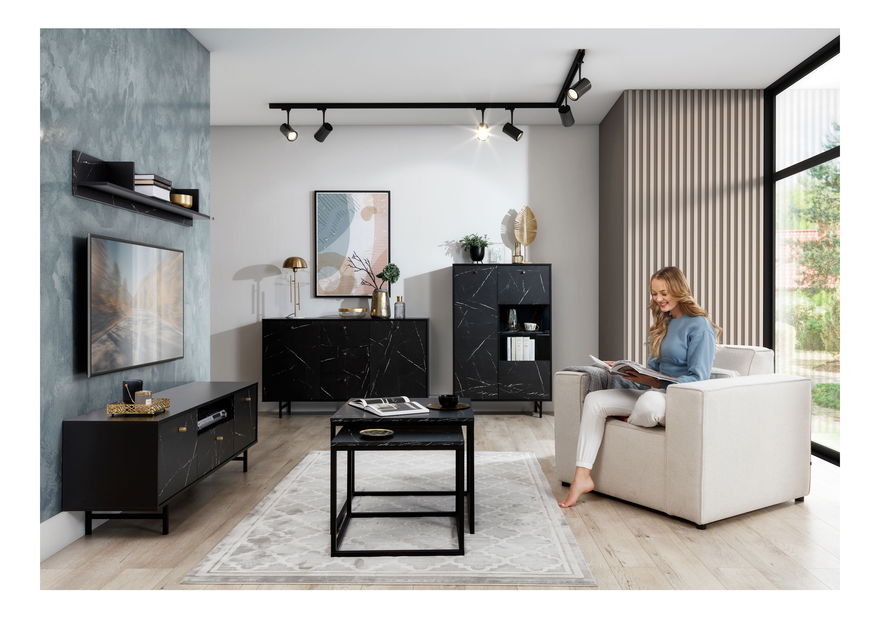 Dohányzóasztal szett 2db. Verona (fekete márvány)