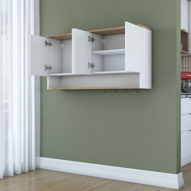 Dulap superior de bucătărie Jeano (nuc + alb)