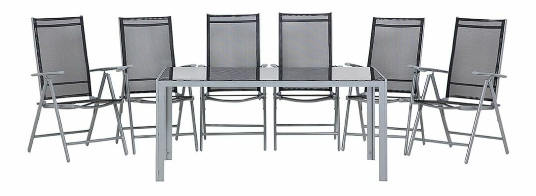 Kerti étkezőszett CARAMBA (alumínium) (fekete) (6 személy számára)