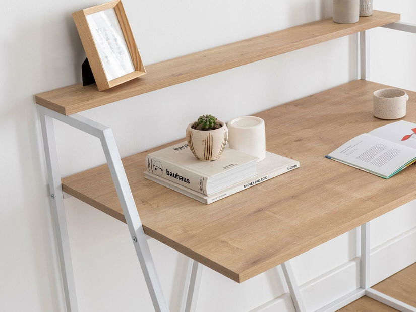 Íróasztal Nidupe 4 (zafír tölgy + fehér) 