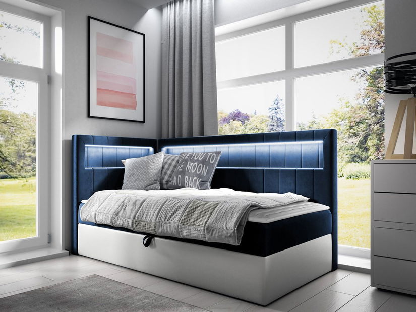 Jednostruki krevet 100cm Rivaldi 3 (bijela + crna)