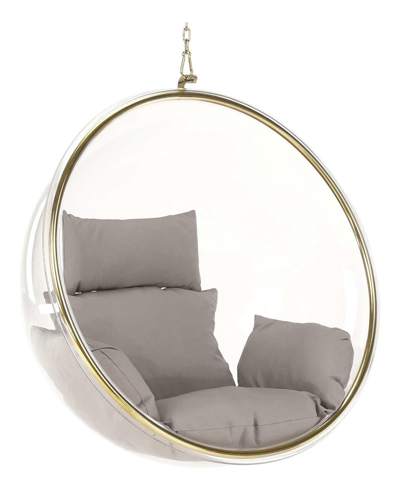 Závesné hojdacie kreslo Belgica 1 (transparentný + zlatá + sivá) 