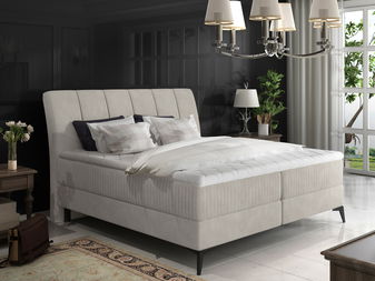 Franciaágy Boxspring 140 cm Alberto (bézs) (matracokkal)