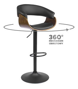 Scaun tip bar Nowana (negru + nuc) 