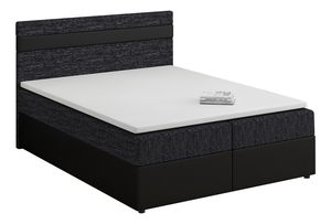 Manželská posteľ Boxspring 160x200 cm Mimosa melirovaná čierna + čierna) (s roštom a matracom)