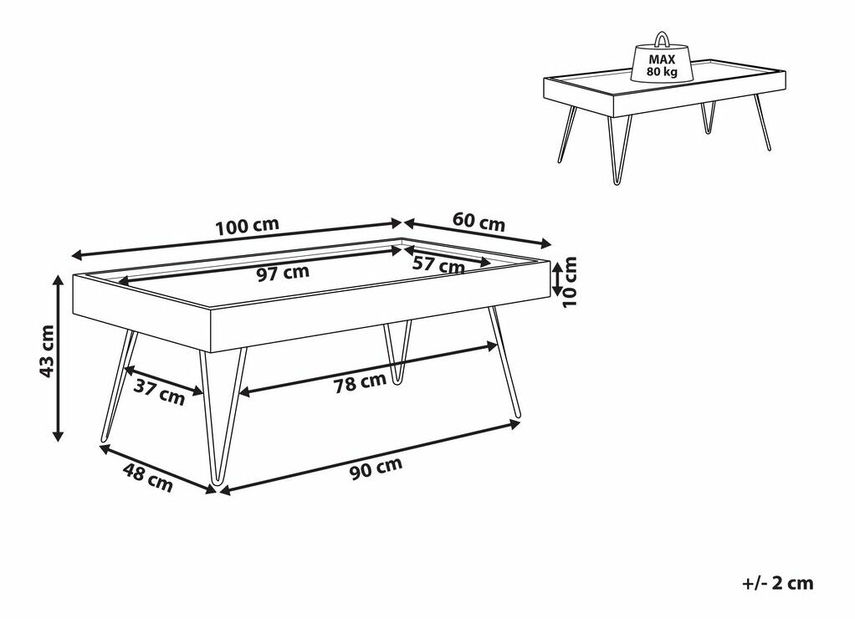 Masă de cafea Wentor (lemn închis)