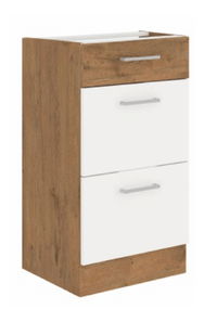 Donji kuhinjski ormarić D40 3S BB Velaga (bijeli sjaj + hrast lancelot) *rasprodaja