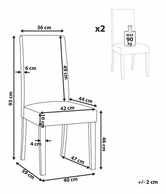 Set 2 ks. jedálenských stoličiek BORWAY (koža) (béžová)
