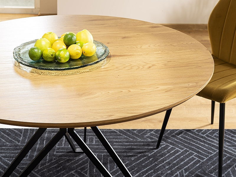 Masă de sufragerie Caterina (stejar + negru) (pentru 4 persoane)