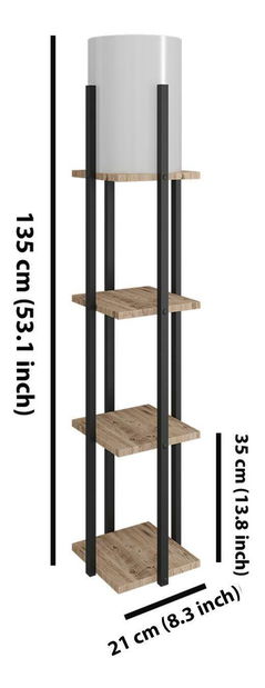 Állólámpa polcokkal Narakotta 1 (természetes + fekete)