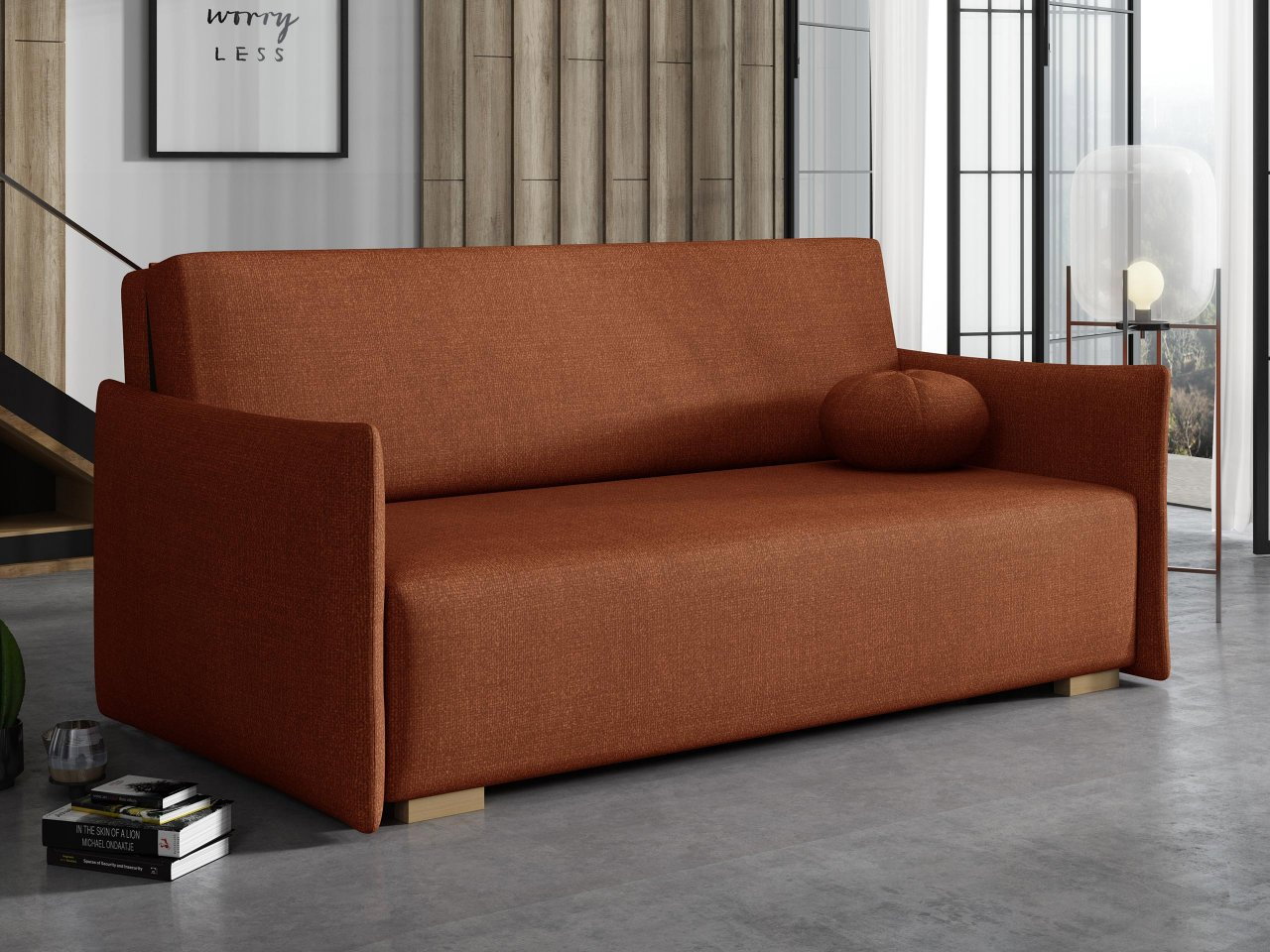 Sofa na razvlačenje Clovea Glov IV (narančasta) (s prostorom za odlaganje)