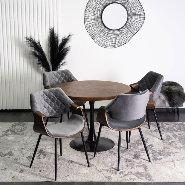 Blagovaonska stolica Despejadas (siva + orah) 