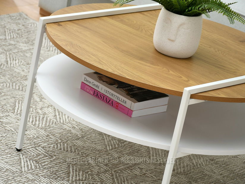Măsuță de cafea Dario (stejar alb + alb)