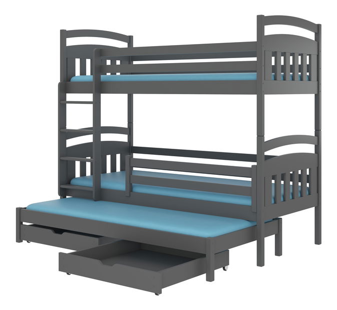 Emeletes gyerekágy 180x80 cm Aladar (ágyráccsal) (grafit)