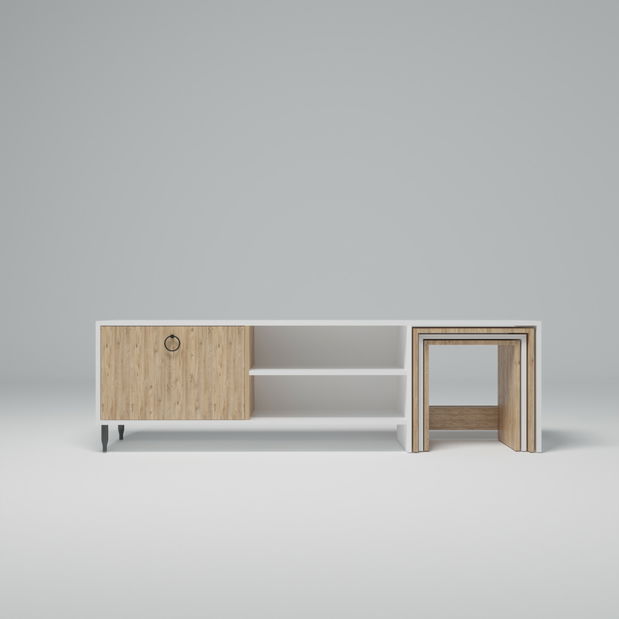 TV asztal/szekrény Tamara (tölgy + fehér)