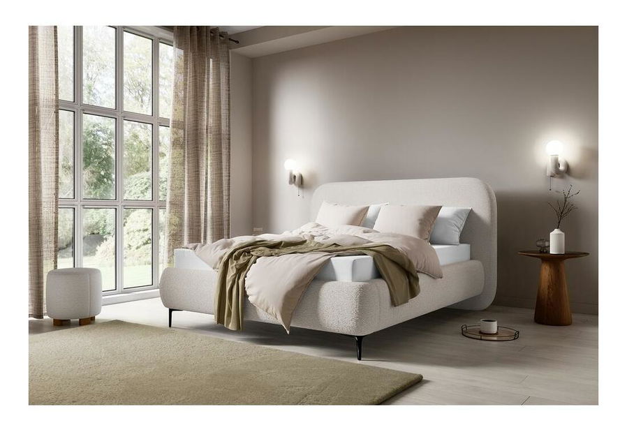 Franciaágy 140 cm Mononoke 140 (ágyráccsal) (bézs + fekete) 