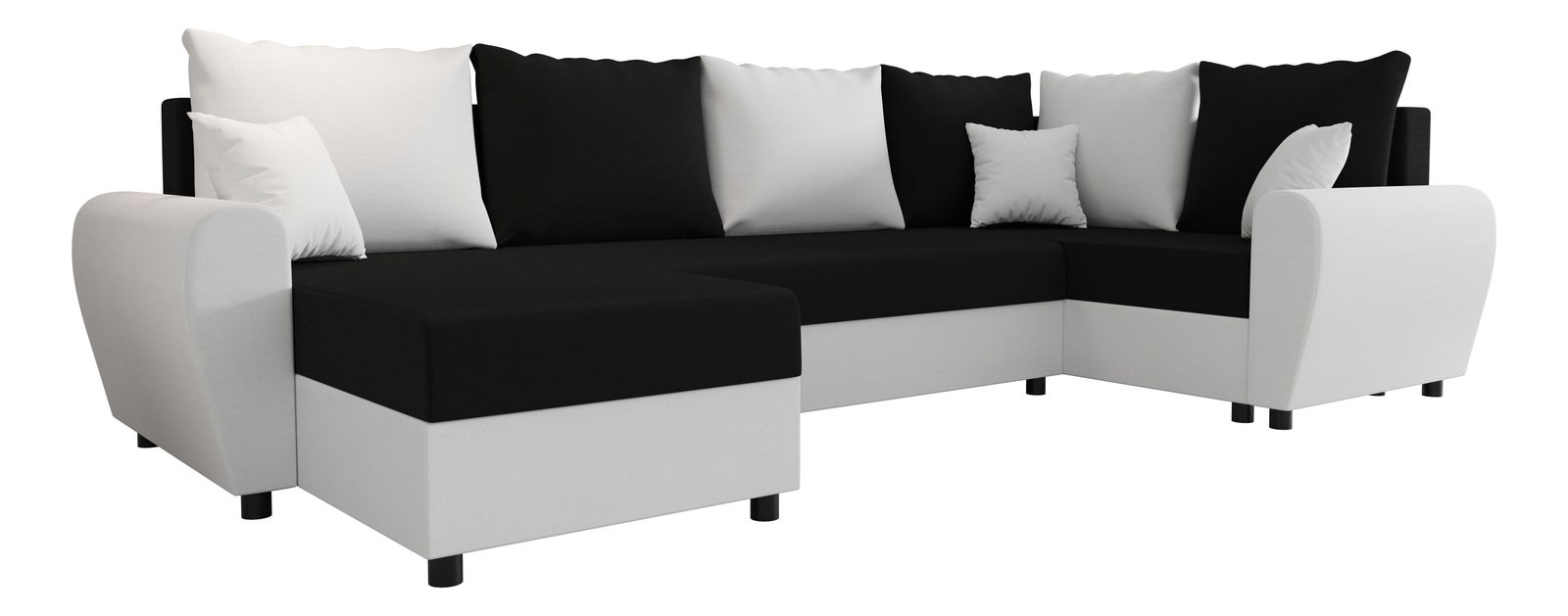 U alakú sarokkanapé Fleur Long (fehér + fekete) (J)