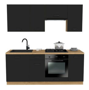 Kuhinjski set 200 cm Vestia 1 (hrast evoke + crna)