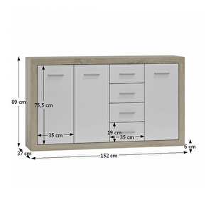 Komoda Callin 3T/4SK (dub sonoma + biela)