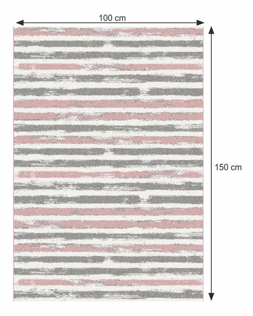 Koberec 100x150 cm Kian 3 (ružová + sivá + biela)