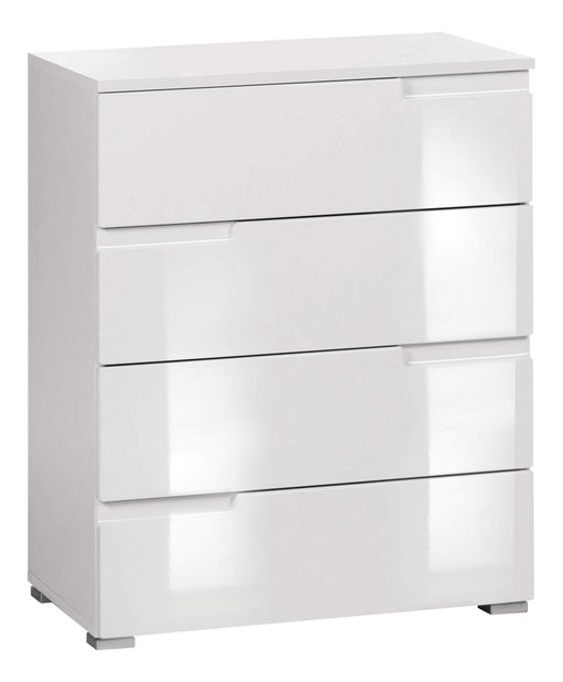 Comodă cu sertare Merissa typ 4 (alb lucios + alb) 