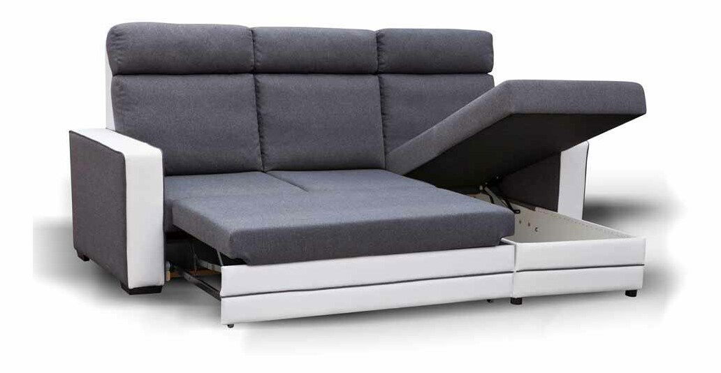 Sarok kanapé Malva (világos szürke + fekete) (J)