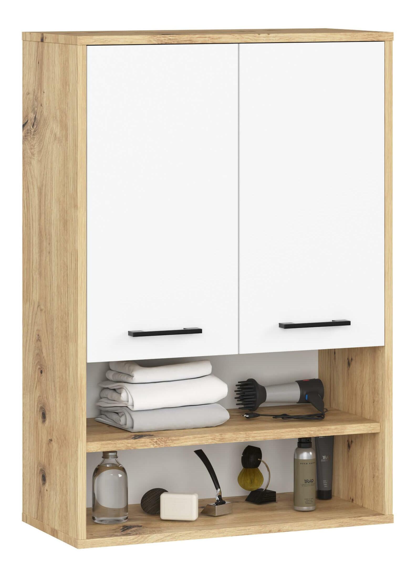 Závesná kúpelňová skrinka Farid TYP 7 (dub artisan + biela)