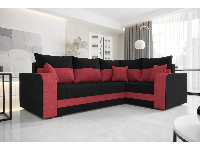 Sarok ülőgarnitúra Harmony Plus (fekete + piros) (J)