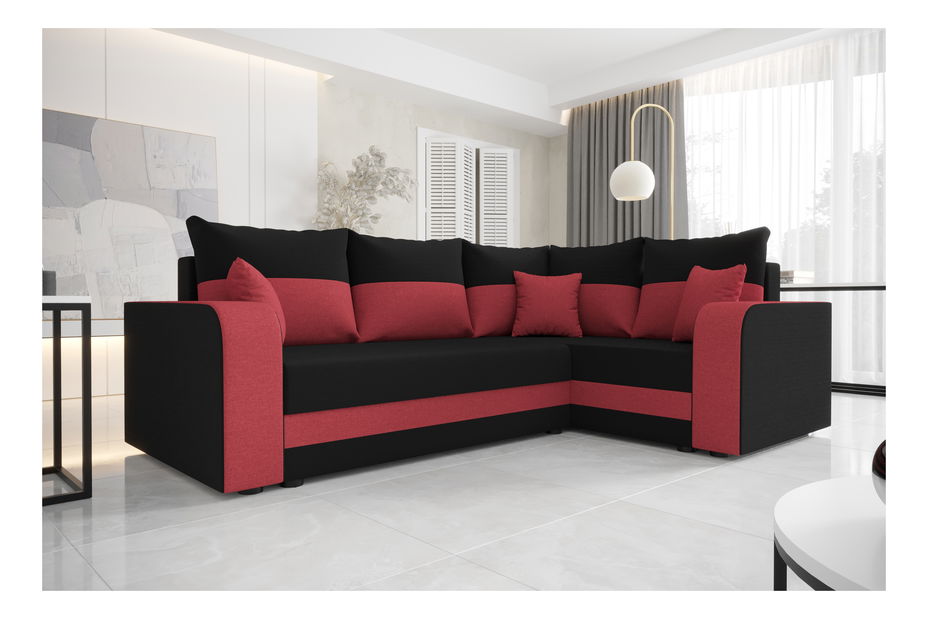 Rohová sedacia súprava Harmony Plus (čierna + červená) (P)