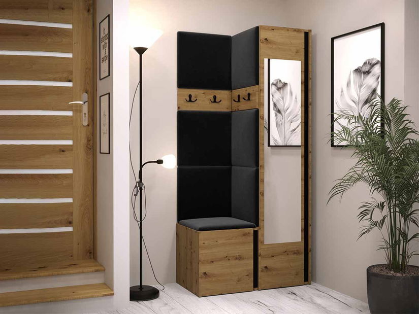 Predsoblje Tovenaz XXV (hrast artisan + crna)