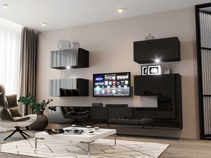 Obývacia stena Berny 60 (čierna + čierny lesk)