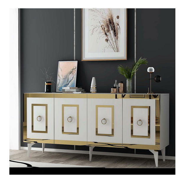 Dulap Pemava 1 (alb + auriu) 